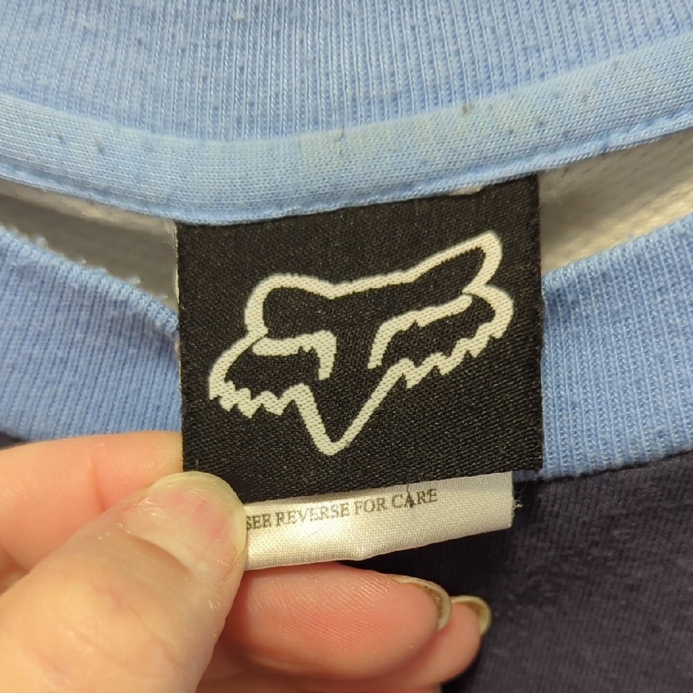 Fox Men's Long Sleeve Shirt - Navy and Light Blue - Picture 7 of 9